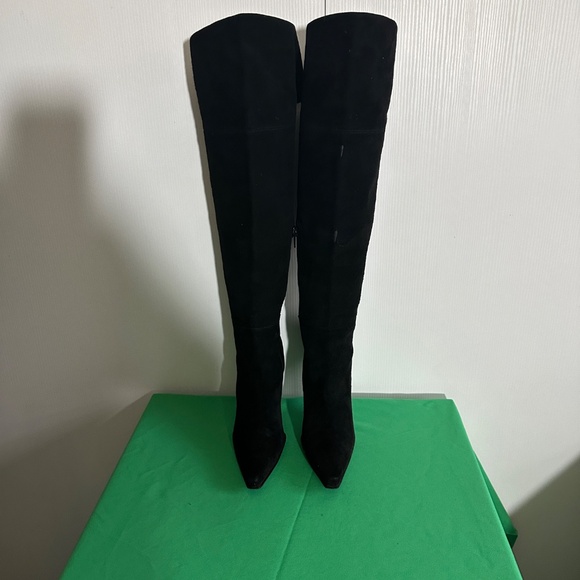 Via Spiga sexy over the knee black suede boots back button detail (defects! ) - Picture 12 of 14